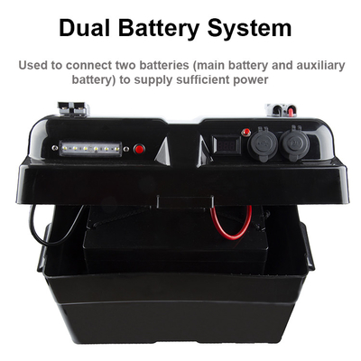 Voltímetro solar rv que acampa plástico portátil Marine Battery Box Waterproof de 12V USB