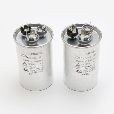 Condensadores de la CA del condensador 450V 20/6uF el 5% de la película de CBB65A 20uF para los usos del funcionamiento del motor