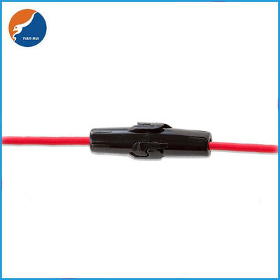 Tenedores de vivienda negros del fusible de la tubería del vidrio de 5x20m m en línea con longitud roja del alambre 18AWG EL 15CM