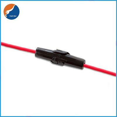 Tenedores de vivienda negros del fusible de la tubería del vidrio de 5x20m m en línea con longitud roja del alambre 18AWG EL 15CM